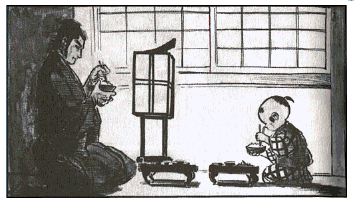 A rare quiet moment for Lone Wolf and Cub